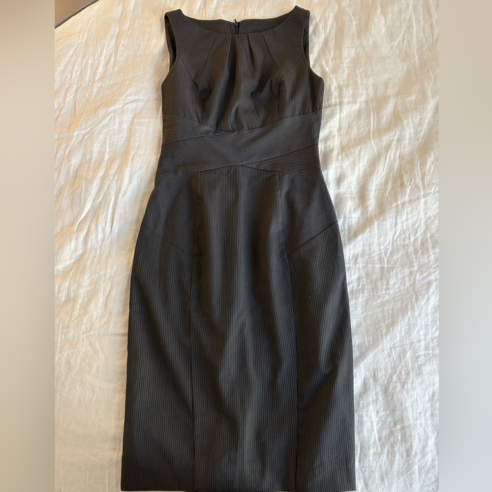 Brown soft pinstripe dress. Australian brand Cue.